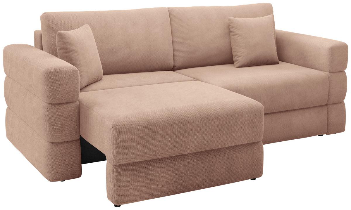 Schlafsofa Terazzo Rosa B: 254cm - Schwarz/Rosa, Design, Textil (254/93/167cm) - Livetastic