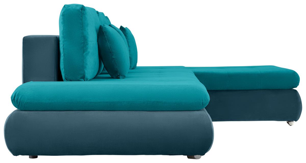 Rohová sedačka ENRICO, oboustranná, petrolejová - petrolej/černá, Konvenční, kov/textil (303/88/185cm) - Based
