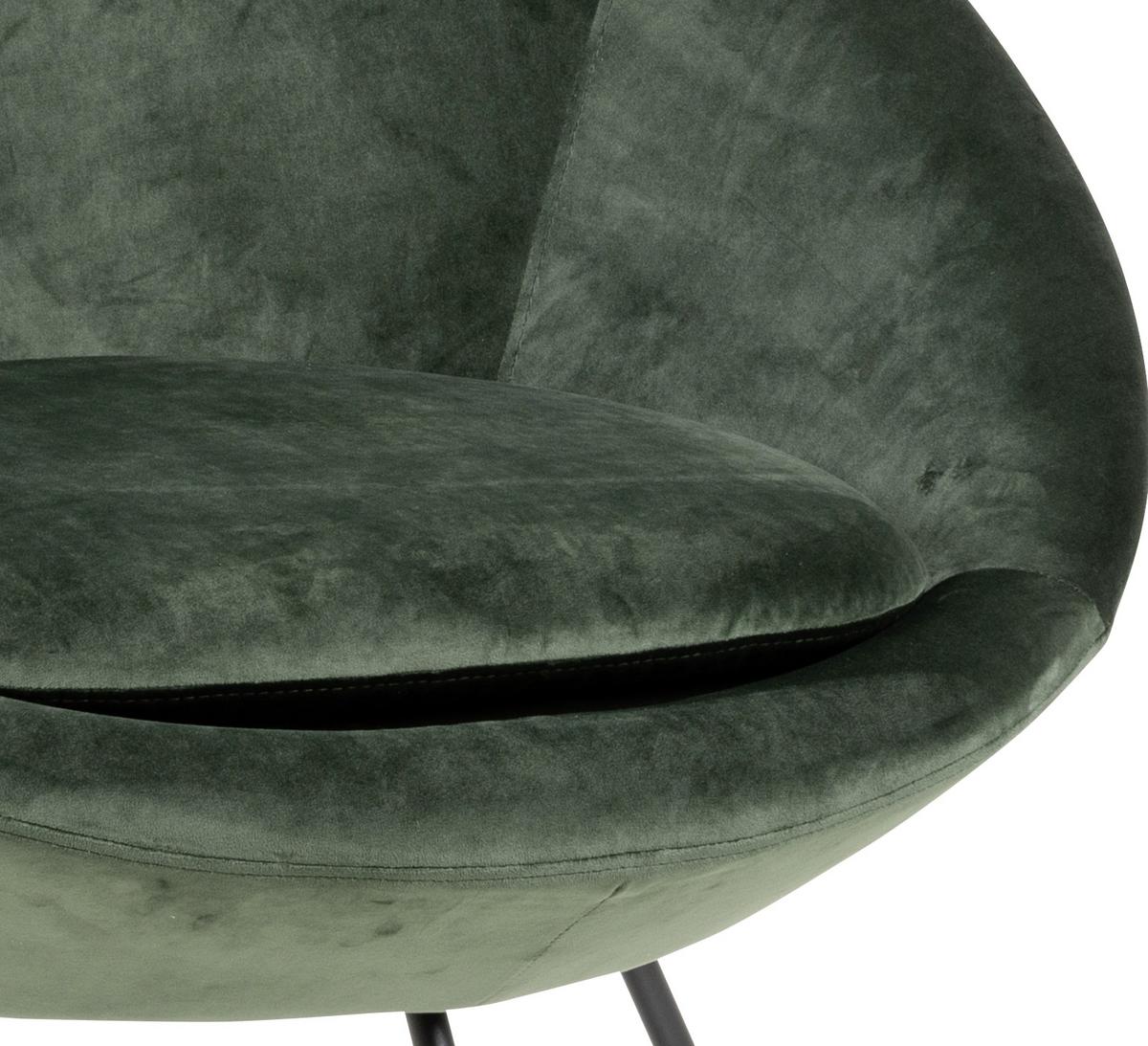 Schalenstuhl Center Dunkelgrün Samt Gepolstert - Dunkelgrün/Schwarz, Trend, Textil (82,0/79,0/72,5cm) - Livetastic