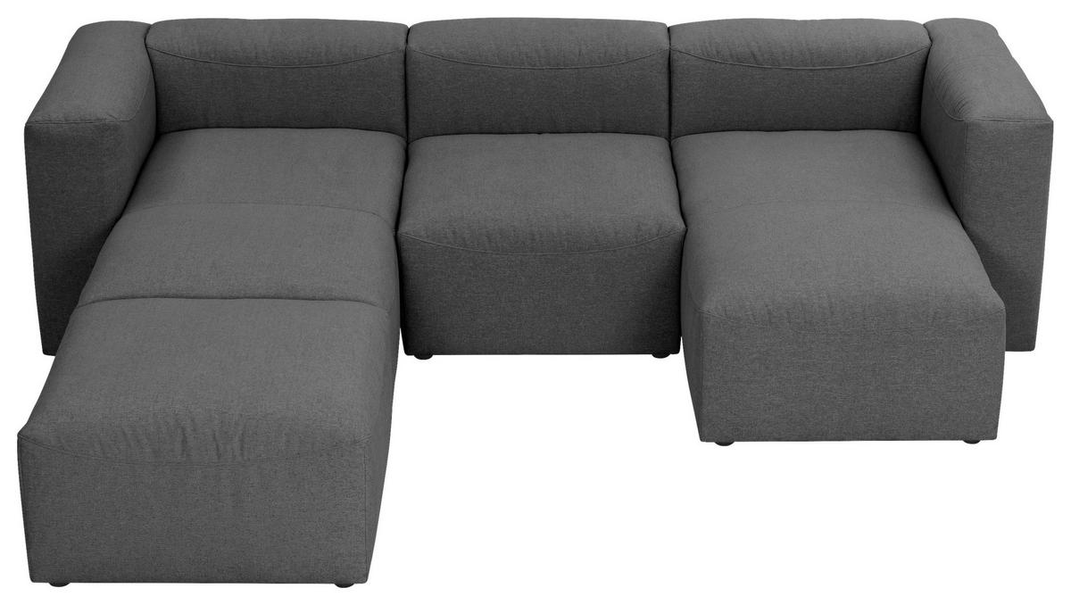 Wohnlandschaft Lena Anthrazit Flachgewebe - Anthrazit, Design, Textil (235/275/160cm) - Max Winzer