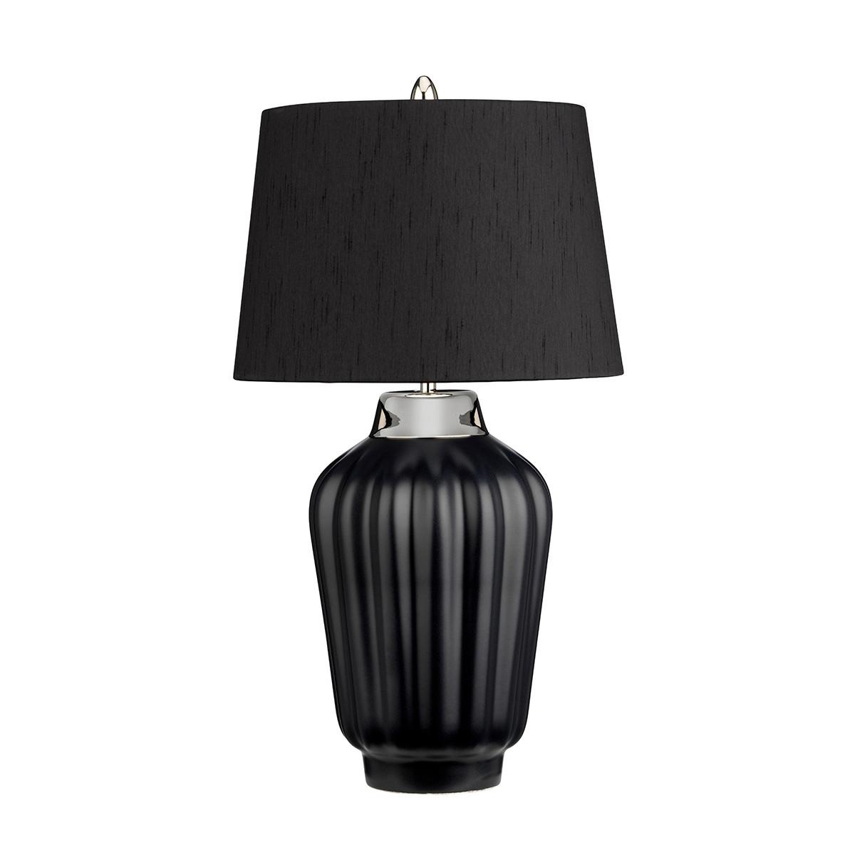 Tischlampe Bexley Schwarz/ Nickelfarben - Schwarz/Nickelfarben, Design, Keramik/Textil (30/56.2cm) - Elstead Lighting