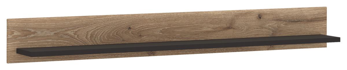 Falipolc Grano - tölgyfa színű/sötétszürke, Trend, faalapú anyag (157/19,6/21,9cm)