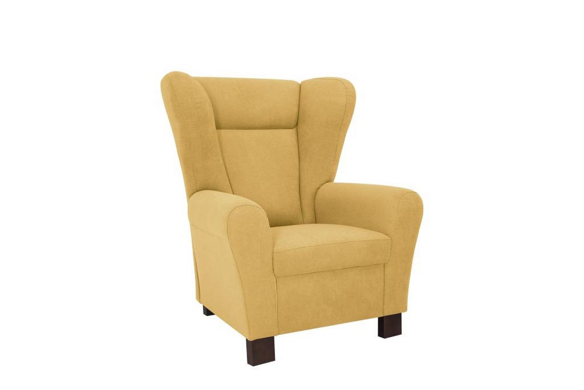 Křeslo ušák CHANDLER, tmavě žlutá - tmavě žlutá/hnědá, Design, dřevo/kompozitní dřevo (95/109/97cm) - Ondega