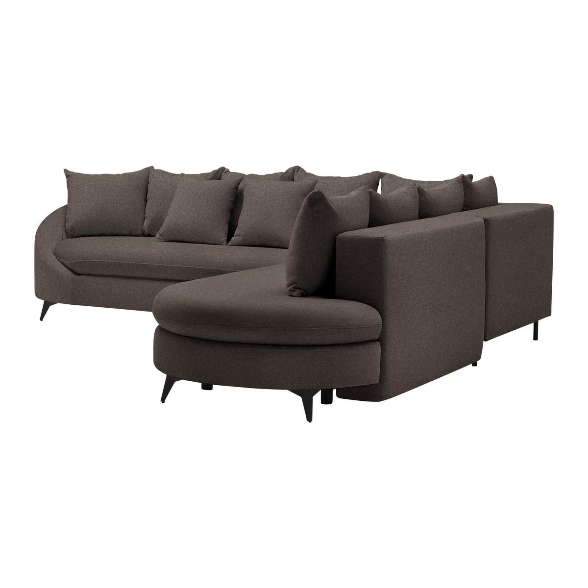 Rohová sedačka AXEL, pravá, mokka žinylka - černá/mokka, Moderní, kov/textil (291/250cm) - Mömax