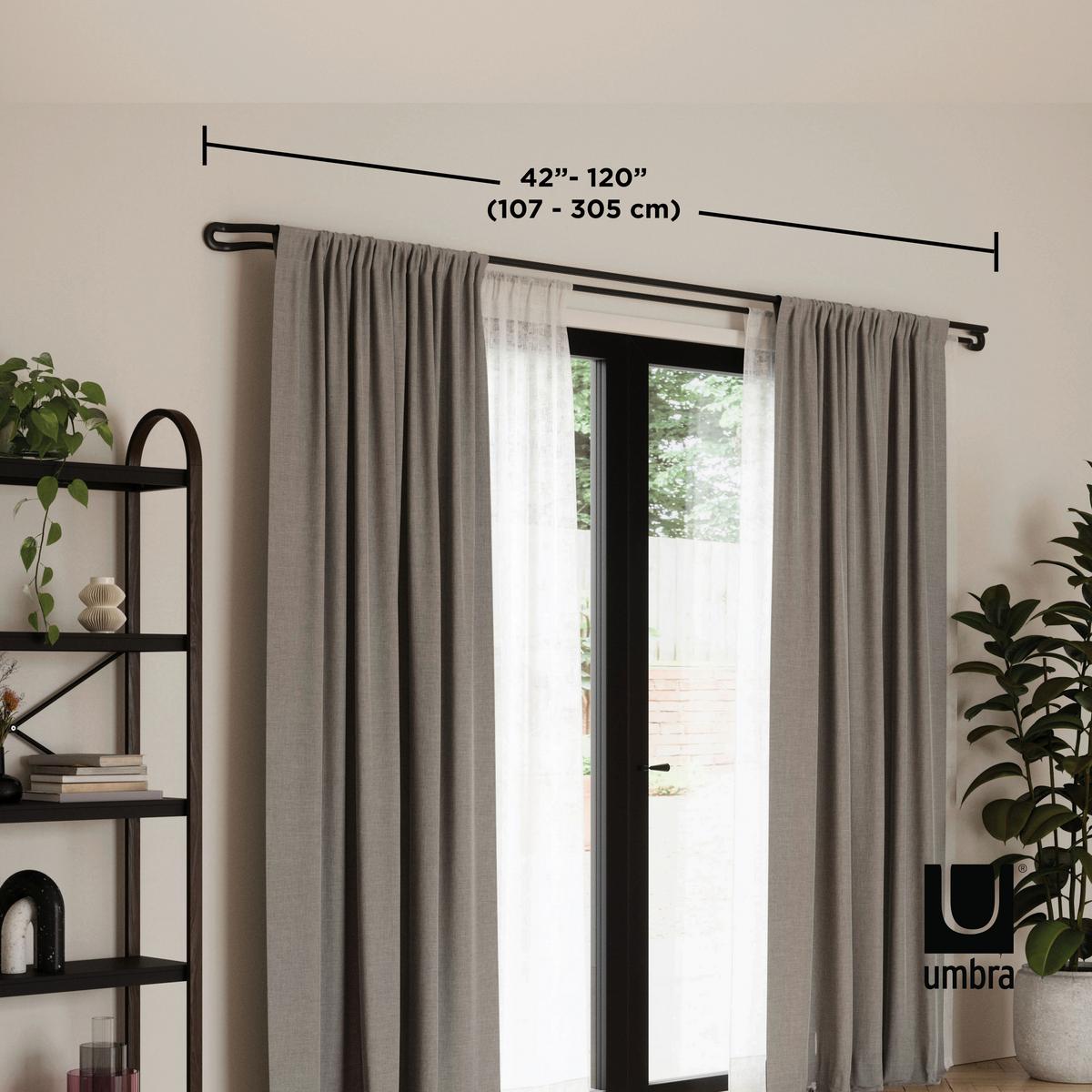 Vorhangstange Midnight Schwarz L: 107-305 cm - Schwarz, KONVENTIONELL, Metall (107-305cm) - Umbra