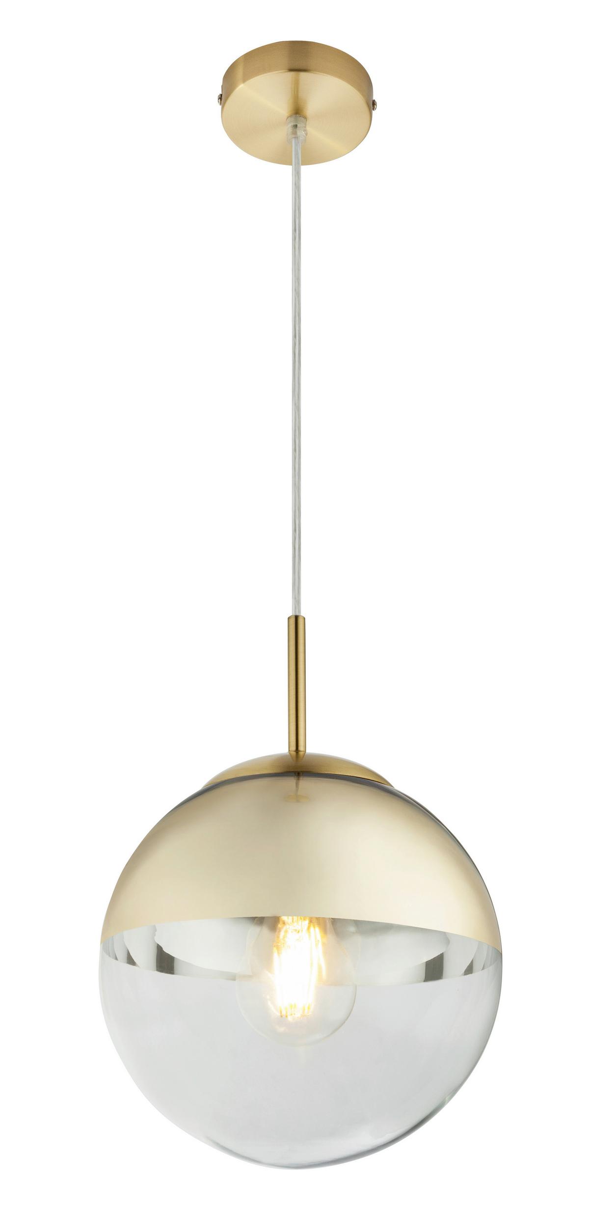 Hängeleuchte H: 120 cm 1-Flammig - Transparent/Goldfarben, Design, Glas/Metall (20/120cm) - Globo