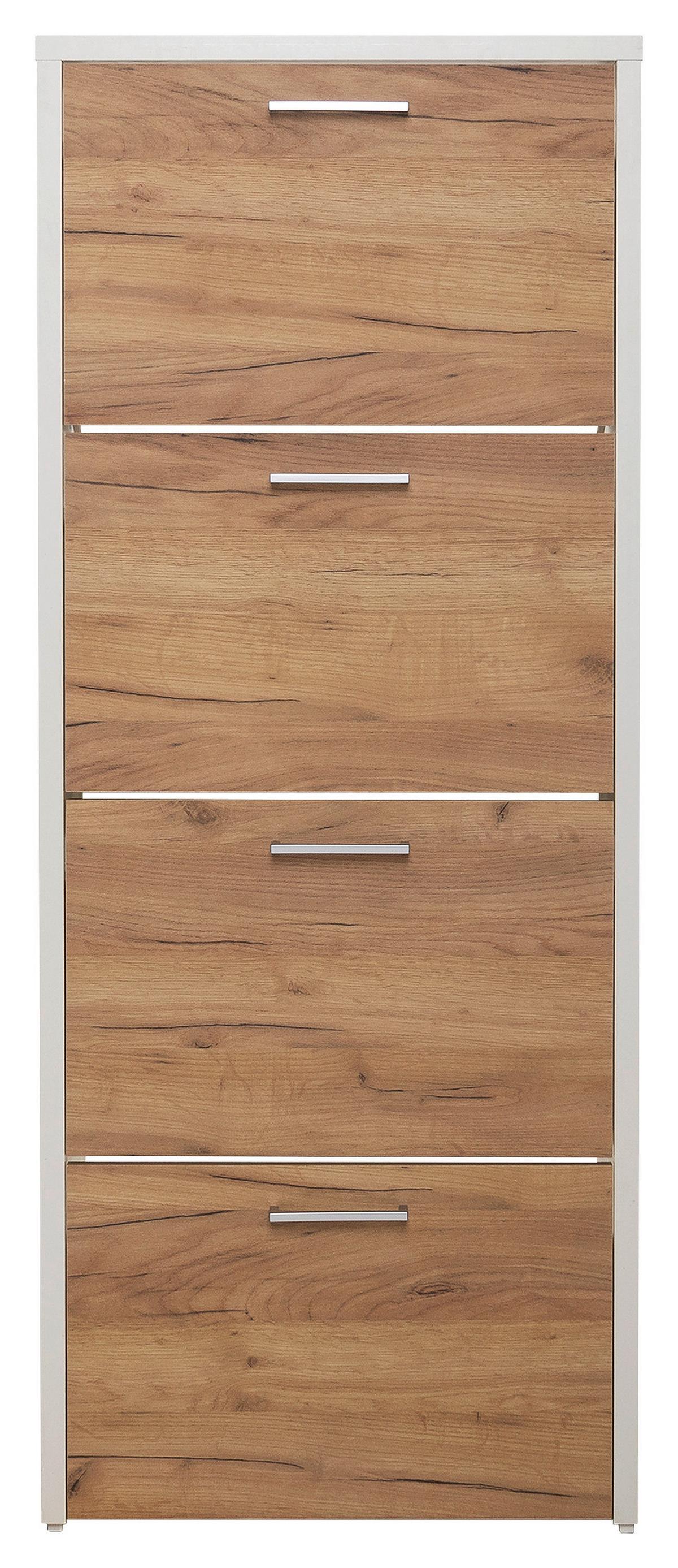 Schuhkipper Fulda 2 4 Klappen Eiche/Weiß B: 60 cm - Eichefarben/Weiß, KONVENTIONELL, Holzwerkstoff (60/151,5/25cm) - MID.YOU