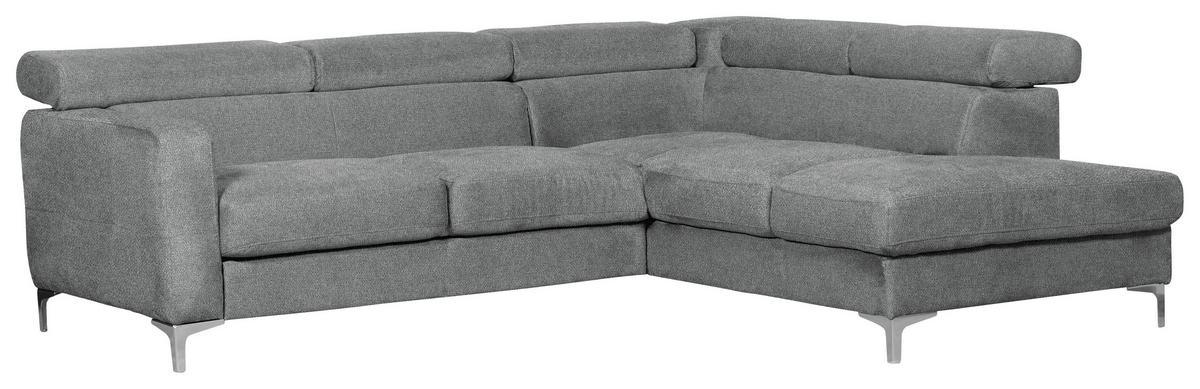 Ecksofa Sammy Grau - Chromfarben/Grau, Design, Textil (242/207cm) - Livetastic