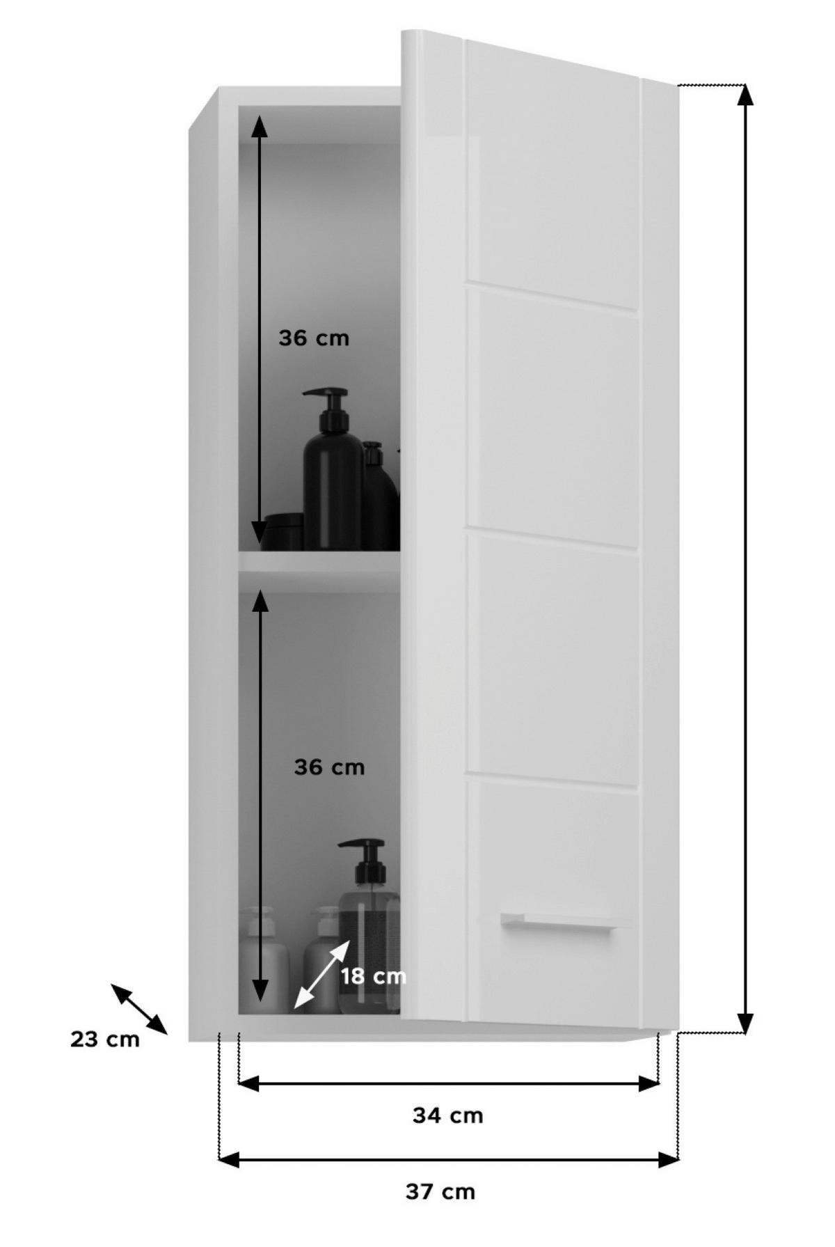 Hängeschrank Venice - Weiß Hochglanz, MODERN, Holzwerkstoff (37/77/22cm) - MID.YOU