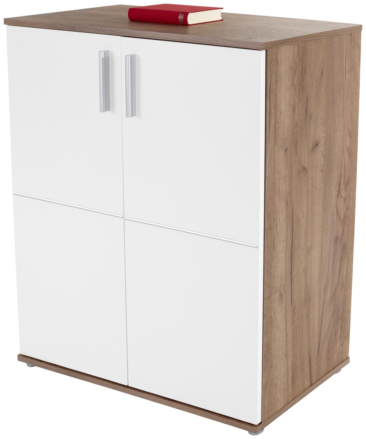 Kommode B 88cm Ina 01, Kraft Eiche Dekor/Weiß - Eichefarben/Weiß, MODERN, Holzwerkstoff