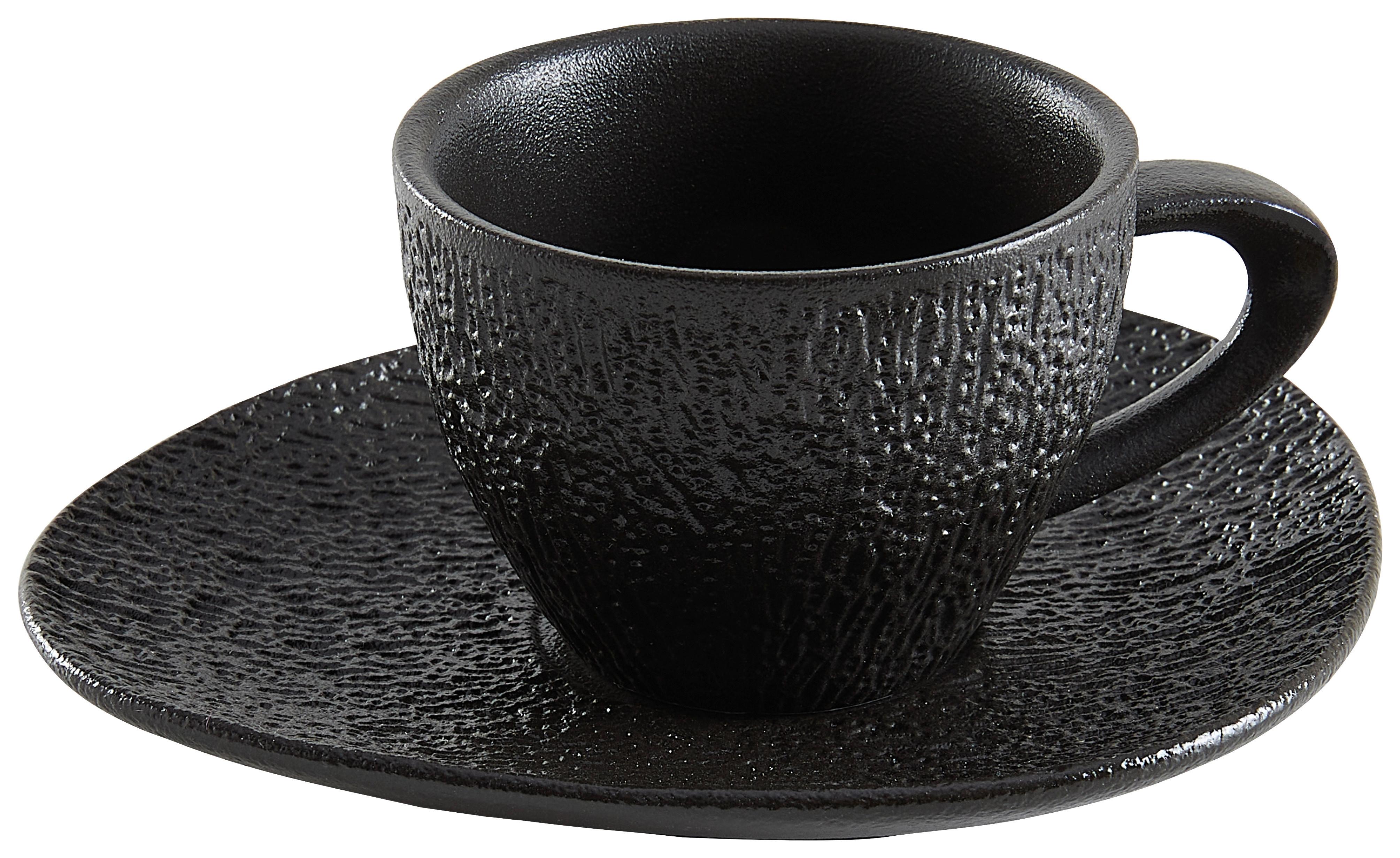 ŠÁLEK A PODŠÁLEK NA ESPRESSO HARUKI - černá, Moderní, keramika (6.7/6.7/5cm) - Mömax