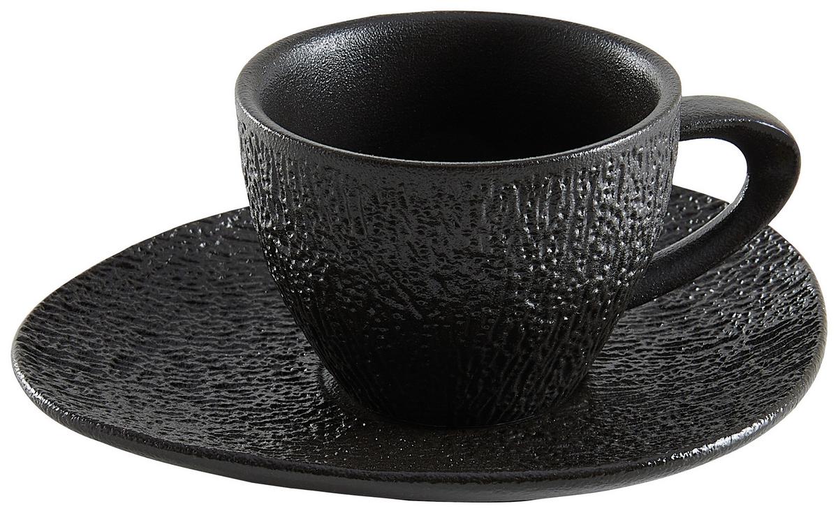 ŠÁLEK A PODŠÁLEK NA ESPRESSO HARUKI - černá, Moderní, keramika (6.7/6.7/5cm) - Mömax