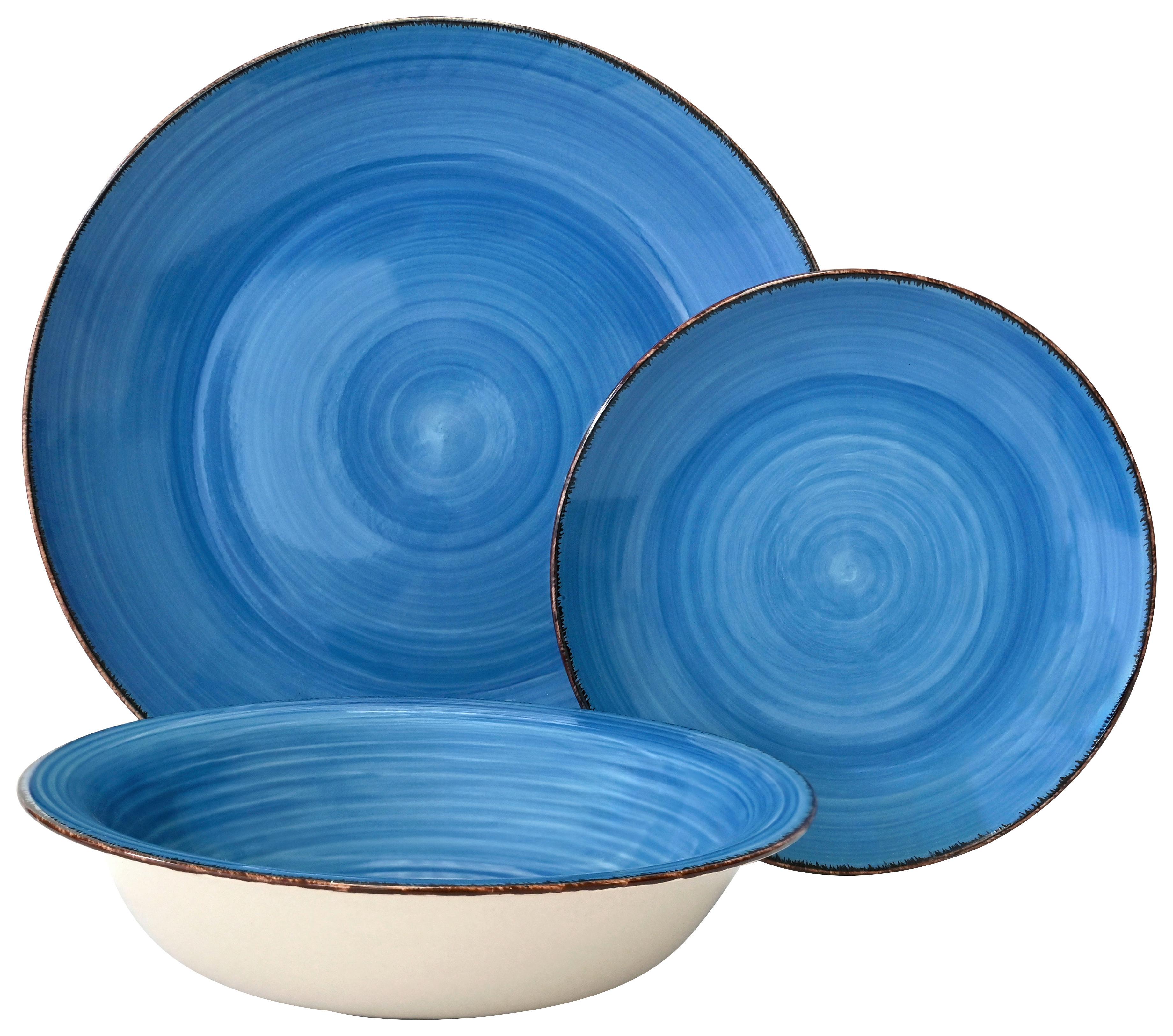 Tafelservice Lionel Steinzeug Für 6 Personen Geschirr Set - Blau, MODERN, Keramik - Luca Bessoni