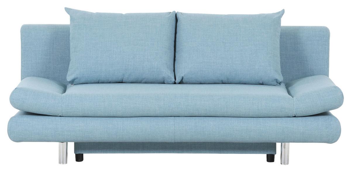Schlafsofa Sorini, Hellblau B: 194 Cm - Chromfarben/Schwarz, Design, Textil (194/73/91cm) - MID.YOU