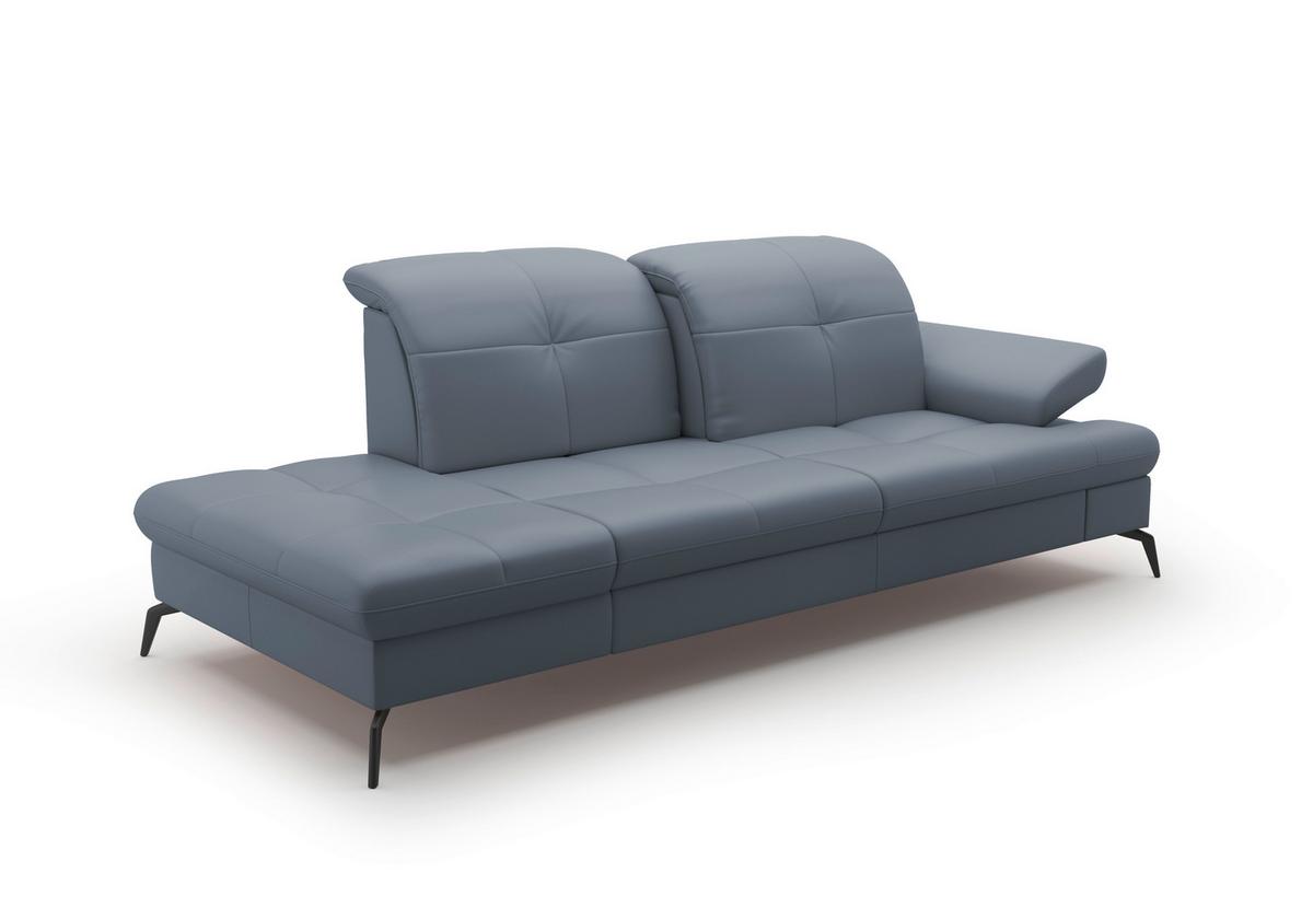 Récamiere Amica E, Graubrau B: 231 Cm - Graublau/Schwarz, KONVENTIONELL, Leder/Textil (231/90/122cm) - Sit & More