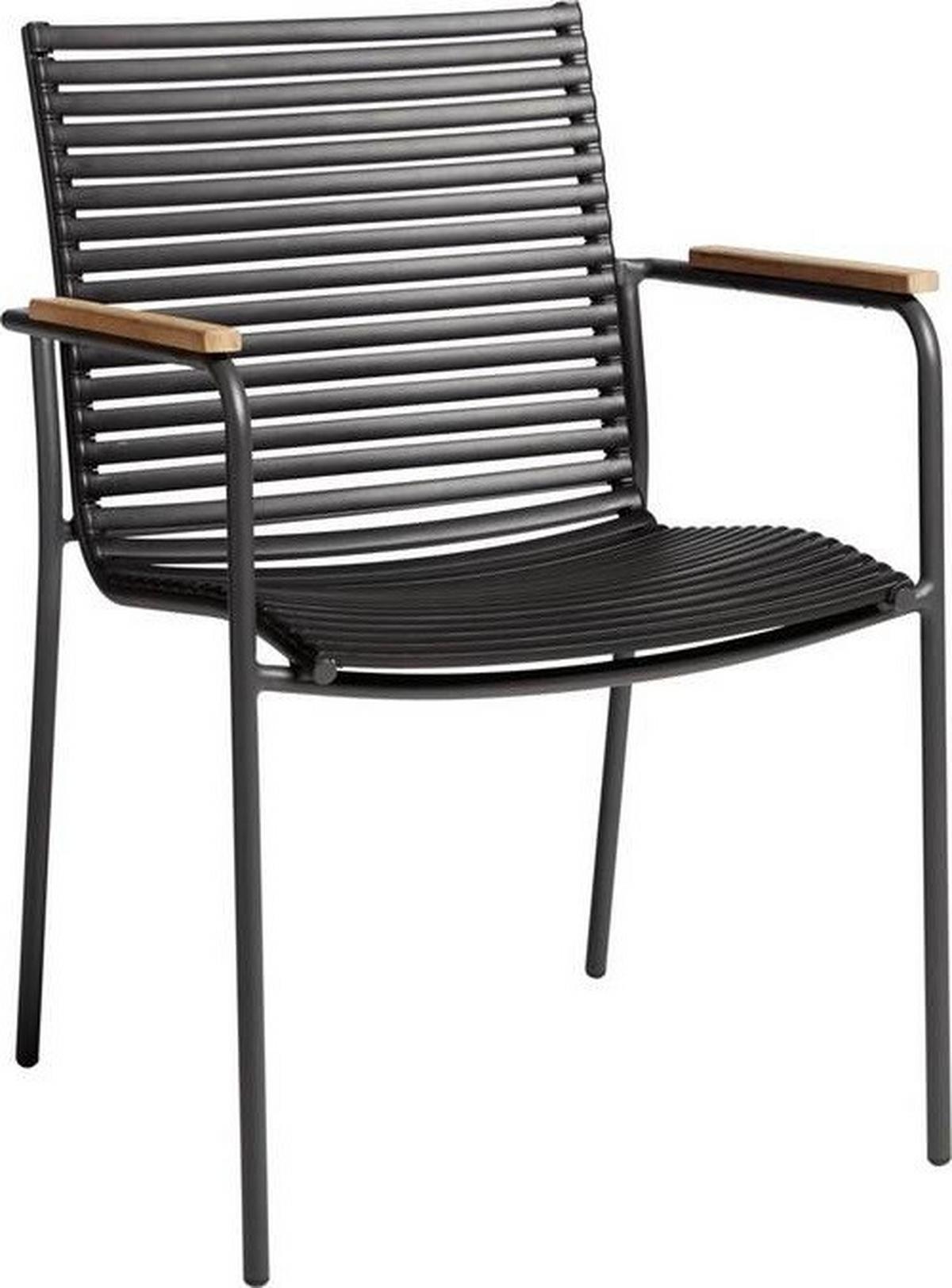 Gartensessel Stapelbar Mood Classic Kunststoff - Anthrazit/Schwarz, KONVENTIONELL, Holz/Kunststoff (60/84/56cm) - Gardenson