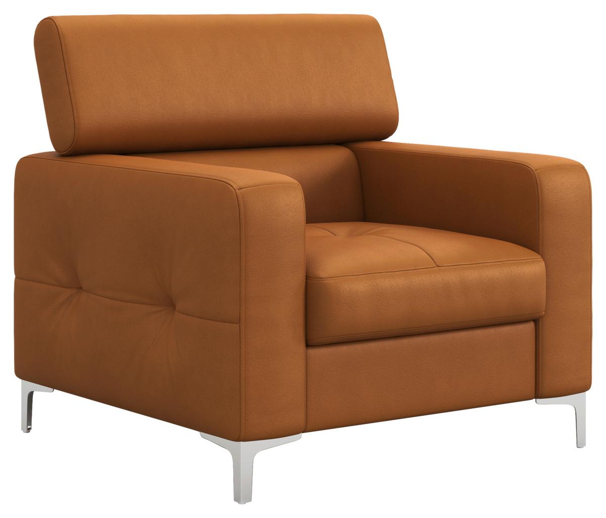 Polstersessel Sammy Gelb Leder - Chromfarben/Gelb, Design, Leder (99/78-92/106cm) - Livetastic