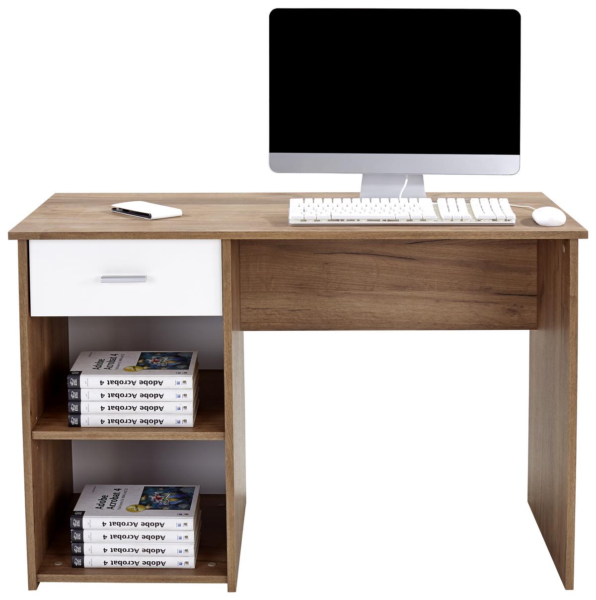 Schreibtisch mit Stauraum B 110 cm H 75cm Kubek 2, Eiche Dekor - Dunkelbraun, MODERN, Holzwerkstoff (110/75/50cm)