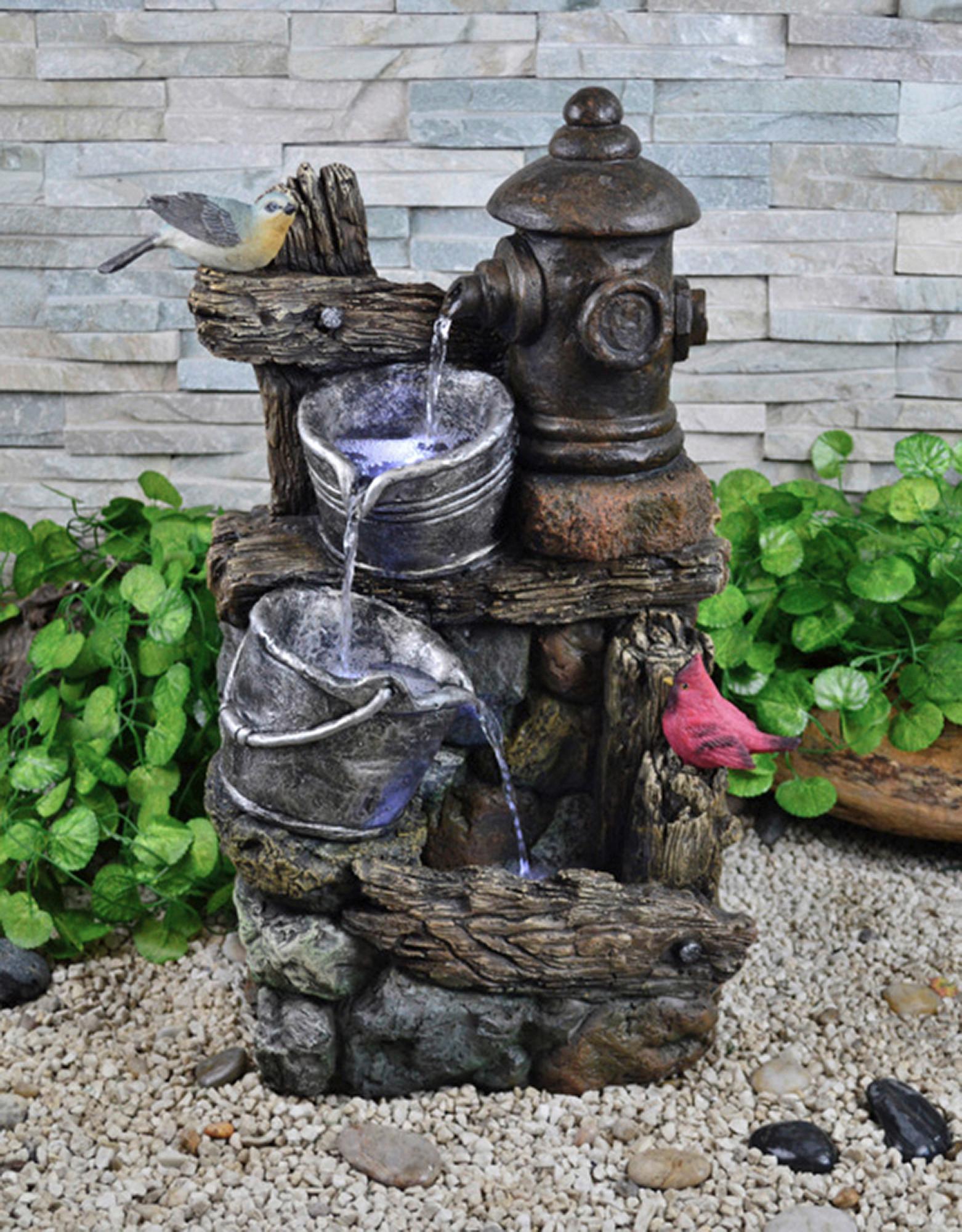 Gartenbrunnen Metis Holz-/Steinoptik inkl. Zubehör - Basics, Kunststoff (36/60/25cm)