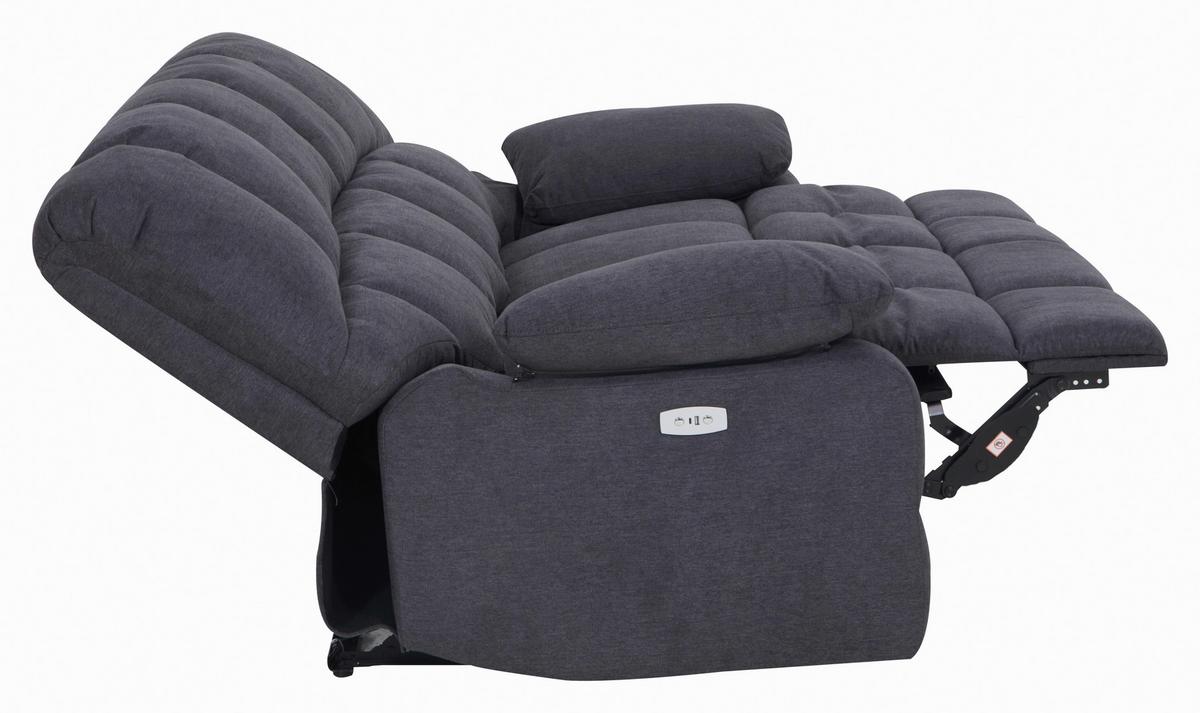 2,5-miestna pohovka BOLTON, sivá, el.relaxačná funkcia - sivá, Basics, kov/drevo (208/103,5/96,5cm)