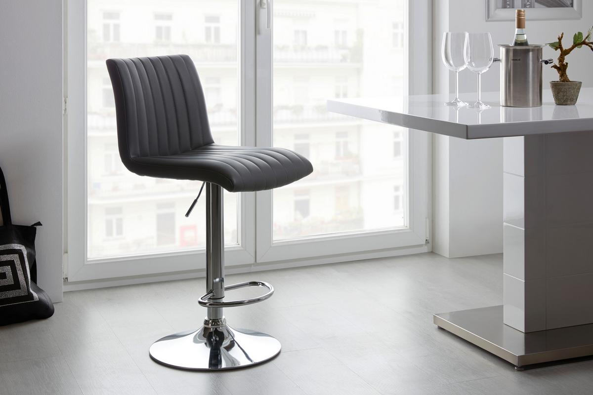 Barhocker höhenverstellbar mit Lehne Party Grau/Chrom - Chromfarben/Grau, MODERN, Textil/Metall (43/91-112/54cm) - MID.YOU