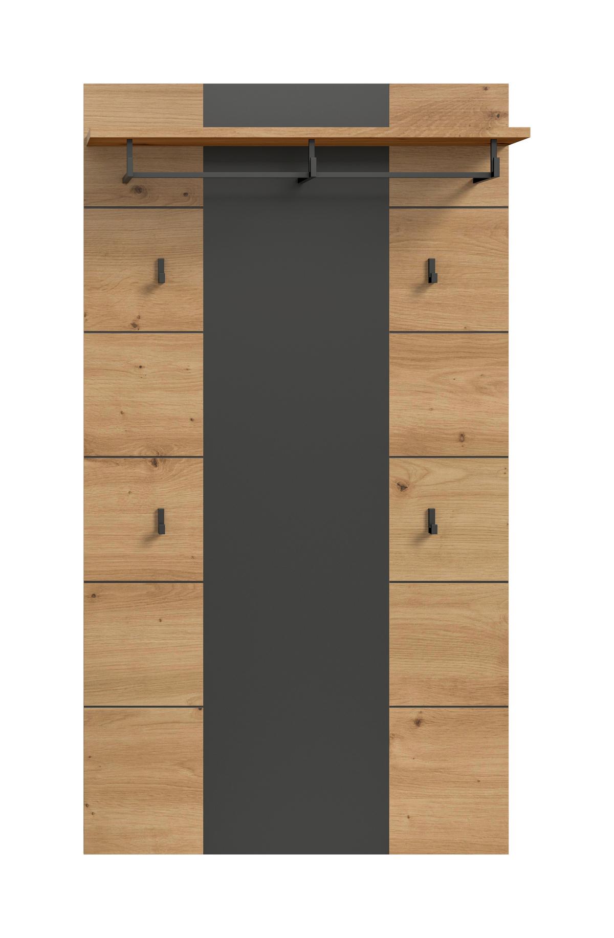 Garderobenpaneel Canu Eiche Artisan/Grau B: 80 cm - Eiche Artisan, Design, Holzwerkstoff (80/145/29cm) - Livetastic