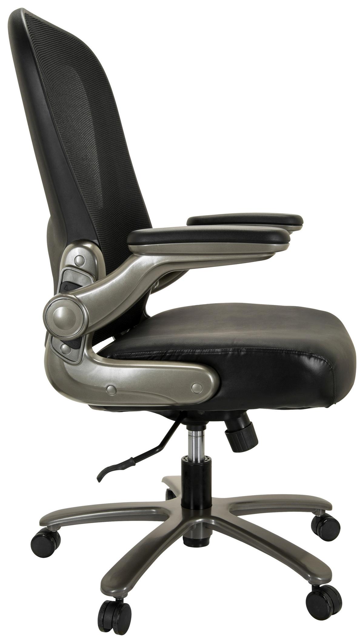 Drehstuhl Instructor Schwarz Bis 220 Kg - Silberfarben/Schwarz, Basics, Leder/Kunststoff (75/122/68cm) - MID.YOU