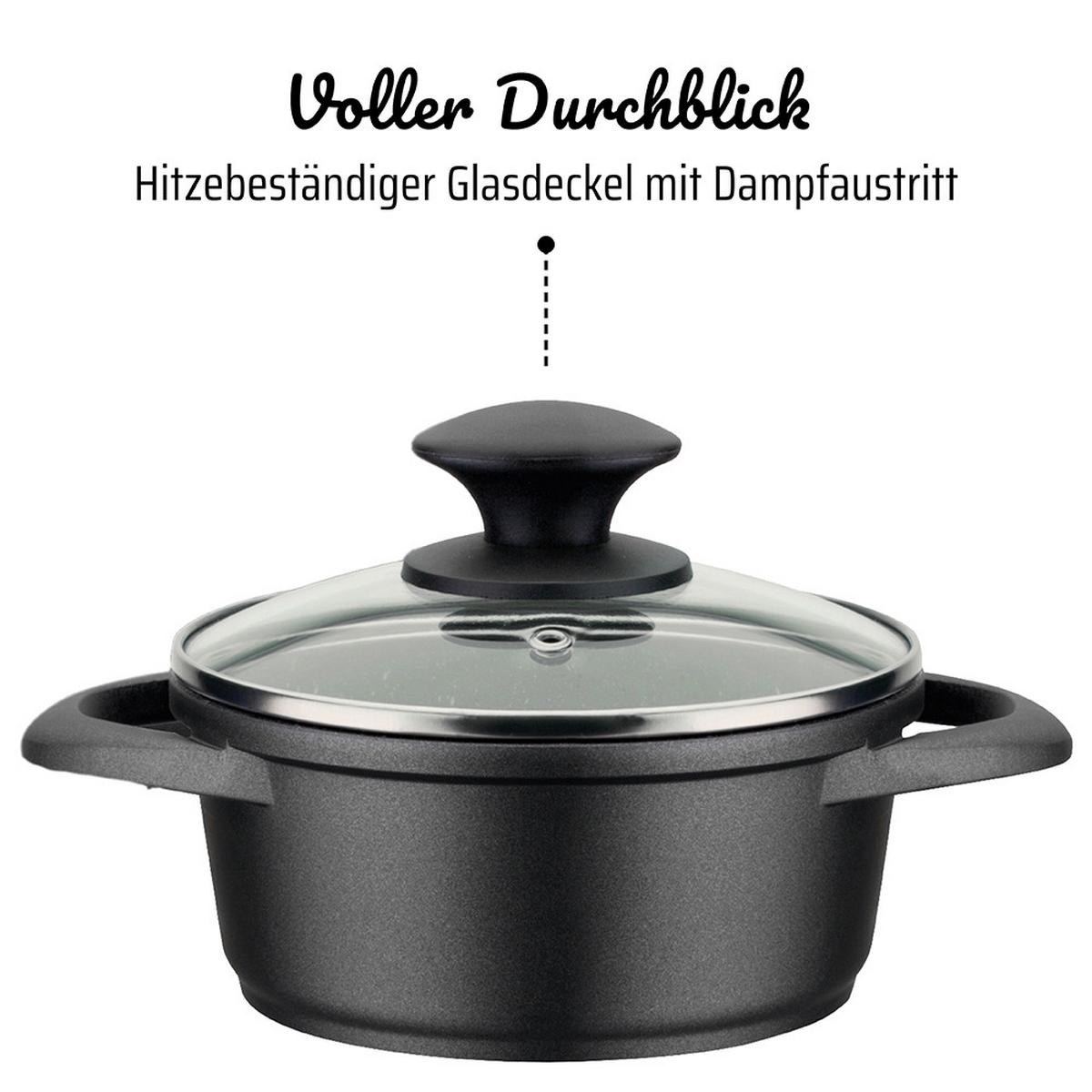 Kochtopfset Edelstahlfarben - Schwarz, Basics, Metall - GSW