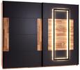 Skříň S Posuvnými Dveřmi A Led Osvětlením James - barvy dubu/černá, Konvenční, kov/kompozitní dřevo (270/225,5/60cm) - James Wood
