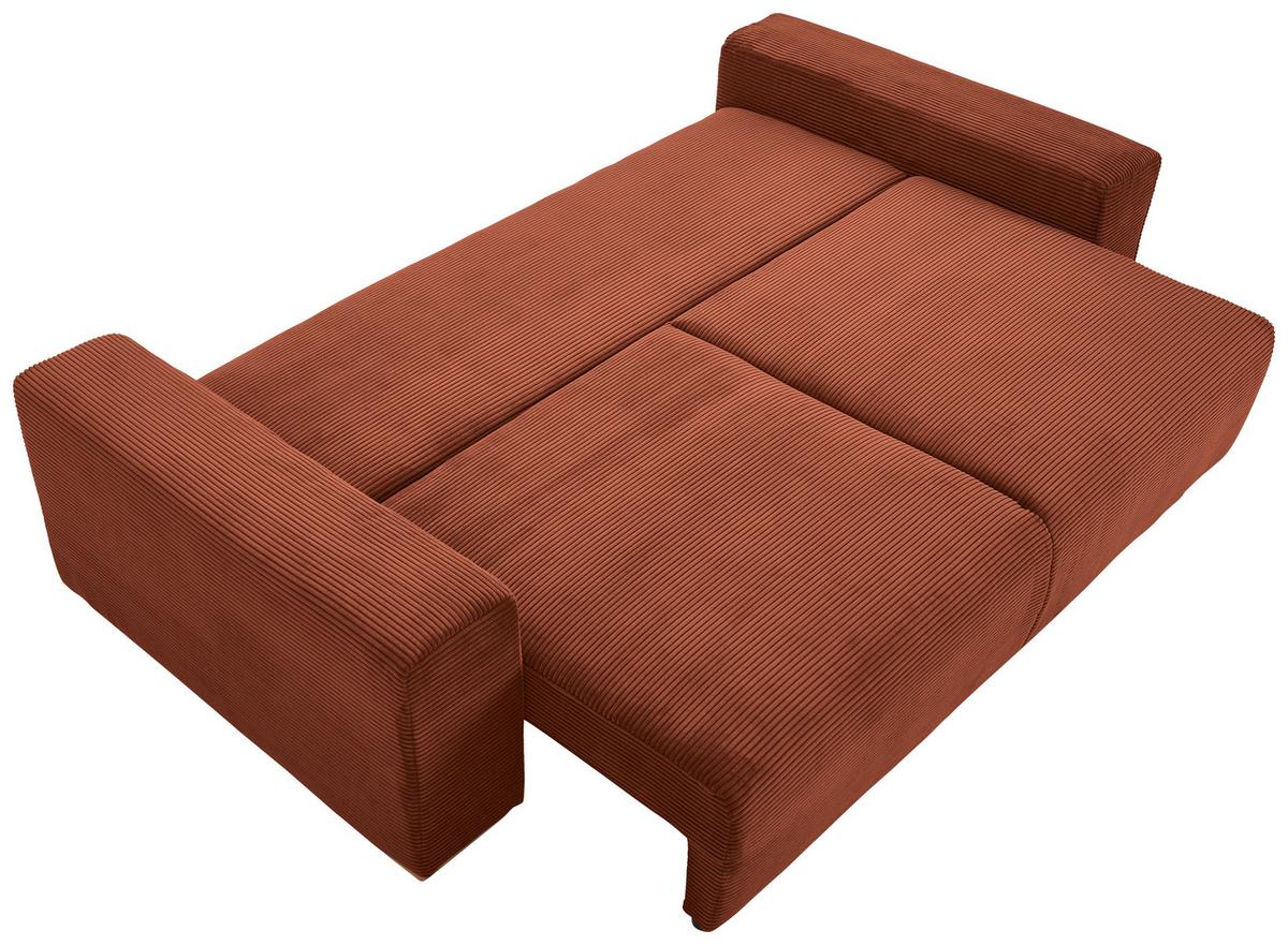 Schlafsofa Vouge Kupferfarben Bettkasten, B: 255 Cm - Buchefarben/Schwarz, KONVENTIONELL, Textil (255/86/123cm) - Livetastic
