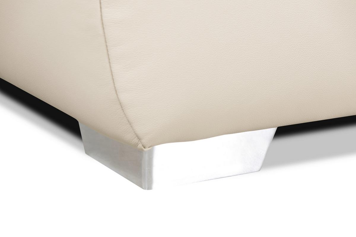 Schlafsofa Mit Kissen Nikita Leder - Chromfarben/Beige, KONVENTIONELL, Leder (195/85/90cm) - Livetastic