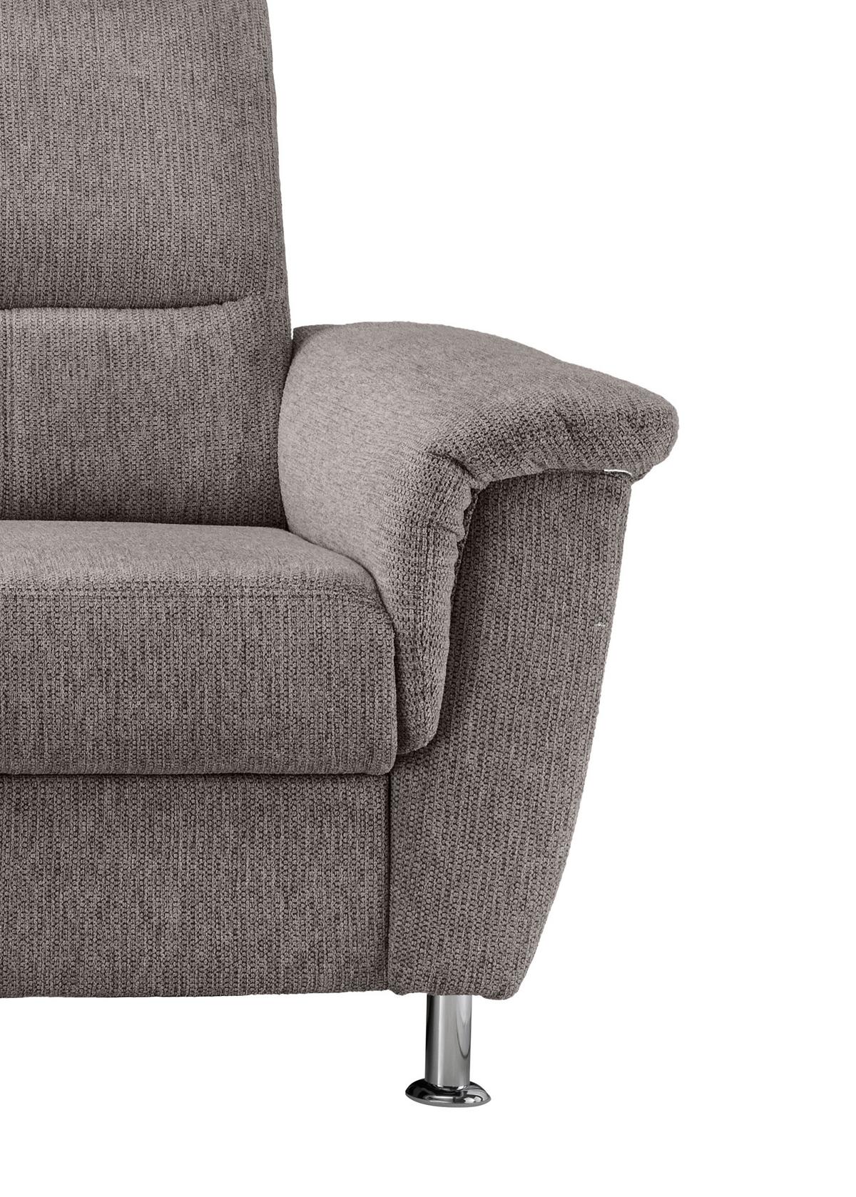 Ecksofa mit Relaxfunktion Parole Graubraun Chenille - Chromfarben/Graubraun, KONVENTIONELL, Textil (165/292cm) - Livetastic