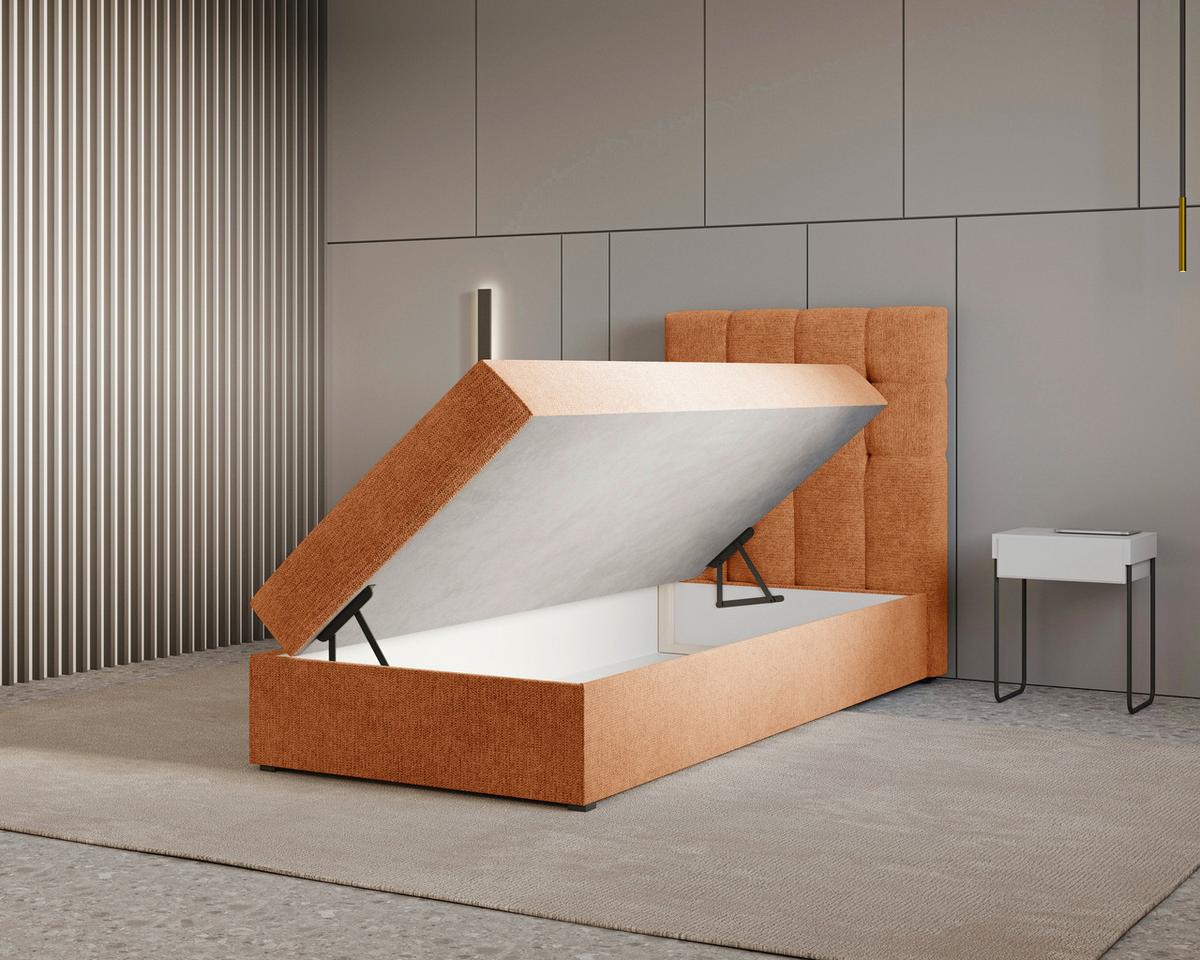 Boxbett Oslo mit Topper 90x200 - Schwarz/Kupferfarben, MODERN, Holz/Kunststoff (90/200cm) - Livetastic