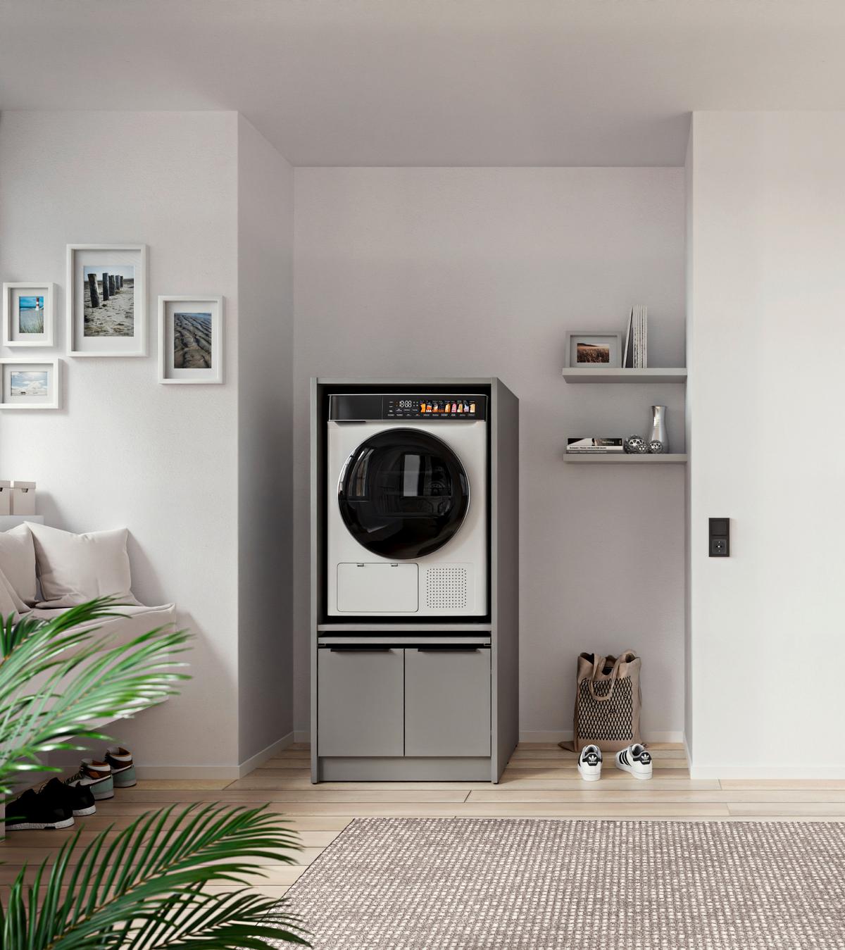 SKŘÍŇKA NAD PRAČKU TIDY HERO - šedá/černá, Basics, kov/kompozitní dřevo (70/150/68cm) - P & B