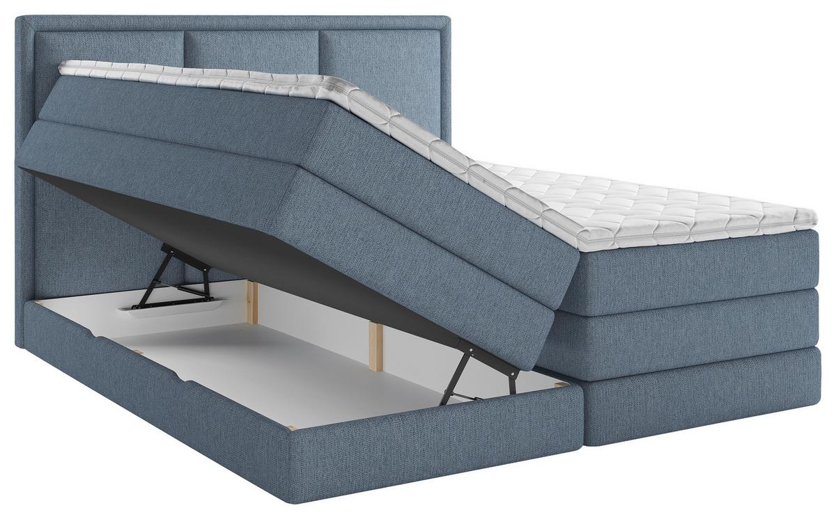 Boxspringbett mit Topper 160x200 cm Swing II K - Dunkelblau, Design, Textil (160/200cm) - MID.YOU