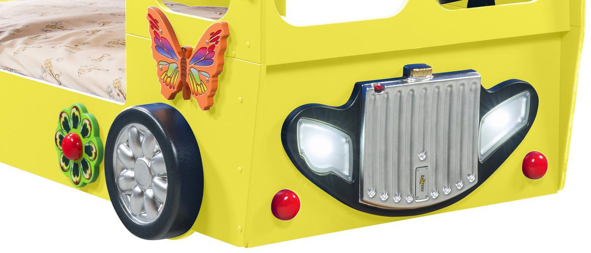 Autobett Happybus Doppeldecker Gelb - Gelb/Weiß, LIFESTYLE, Holz/Holzwerkstoff (90/190cm) - Livetastic