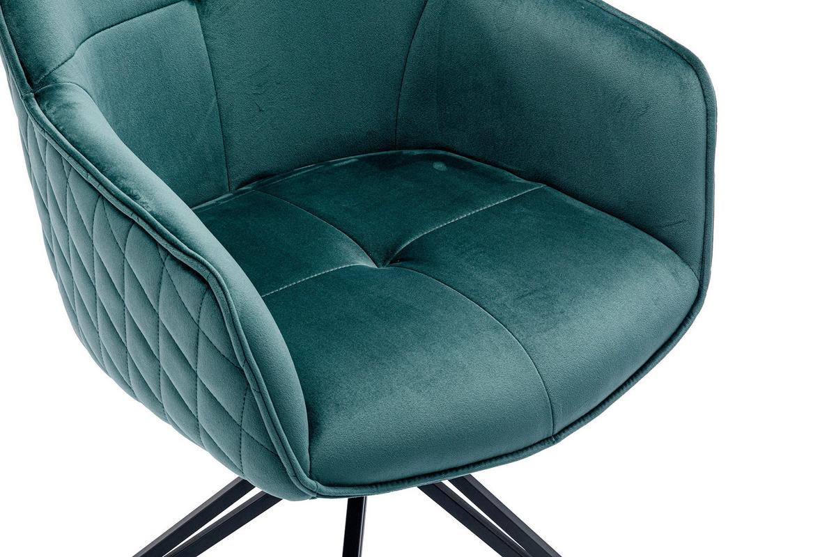 Armlehnstuhl Grün B: 59 cm - Schwarz/Grün, MODERN, Textil/Metall (59/83/60cm) - Livetastic