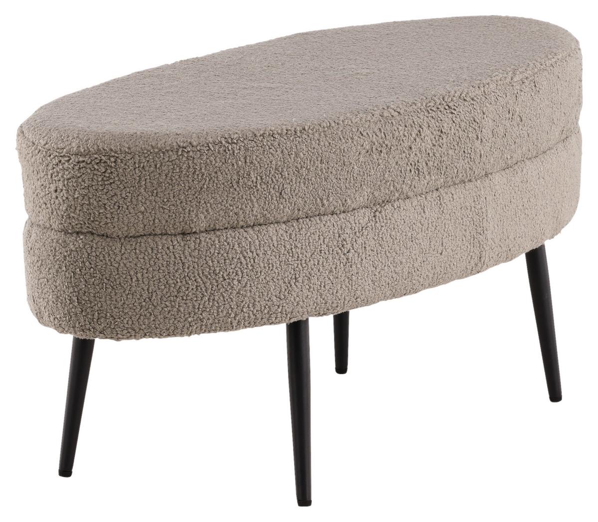 Hockerbank Otto - Greige/Schwarz, Design, Textil/Metall (100/41/40cm) - Livetastic