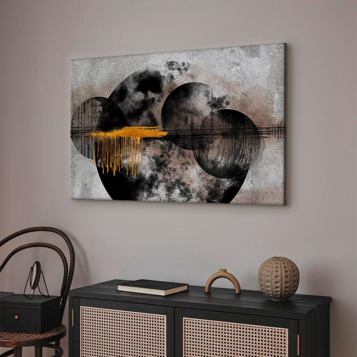 Leinwandbild Moon Schwarz Grauweiß B: 120 cm - Grauweiß/Schwarz, Basics, Holz/Textil (120/80/1,2cm) - artgeist