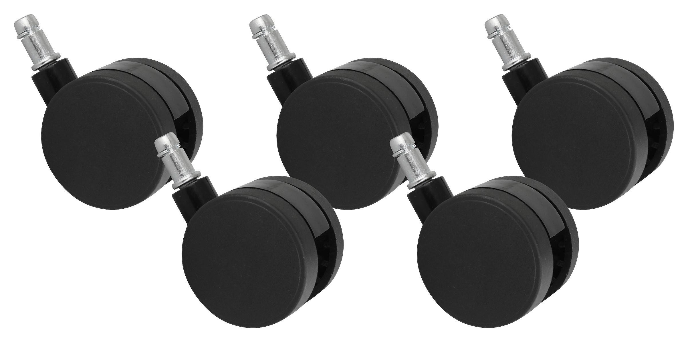 Bürostuhlrollen Ø 6 cm Schwarz 5er-Set - Schwarz, Basics, Kunststoff (6cm) - MID.YOU