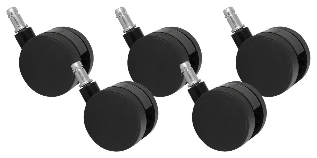 Bürostuhlrollen Ø 6 Cm Schwarz 5er-Set - Schwarz, Basics, Kunststoff (6cm) - MID.YOU