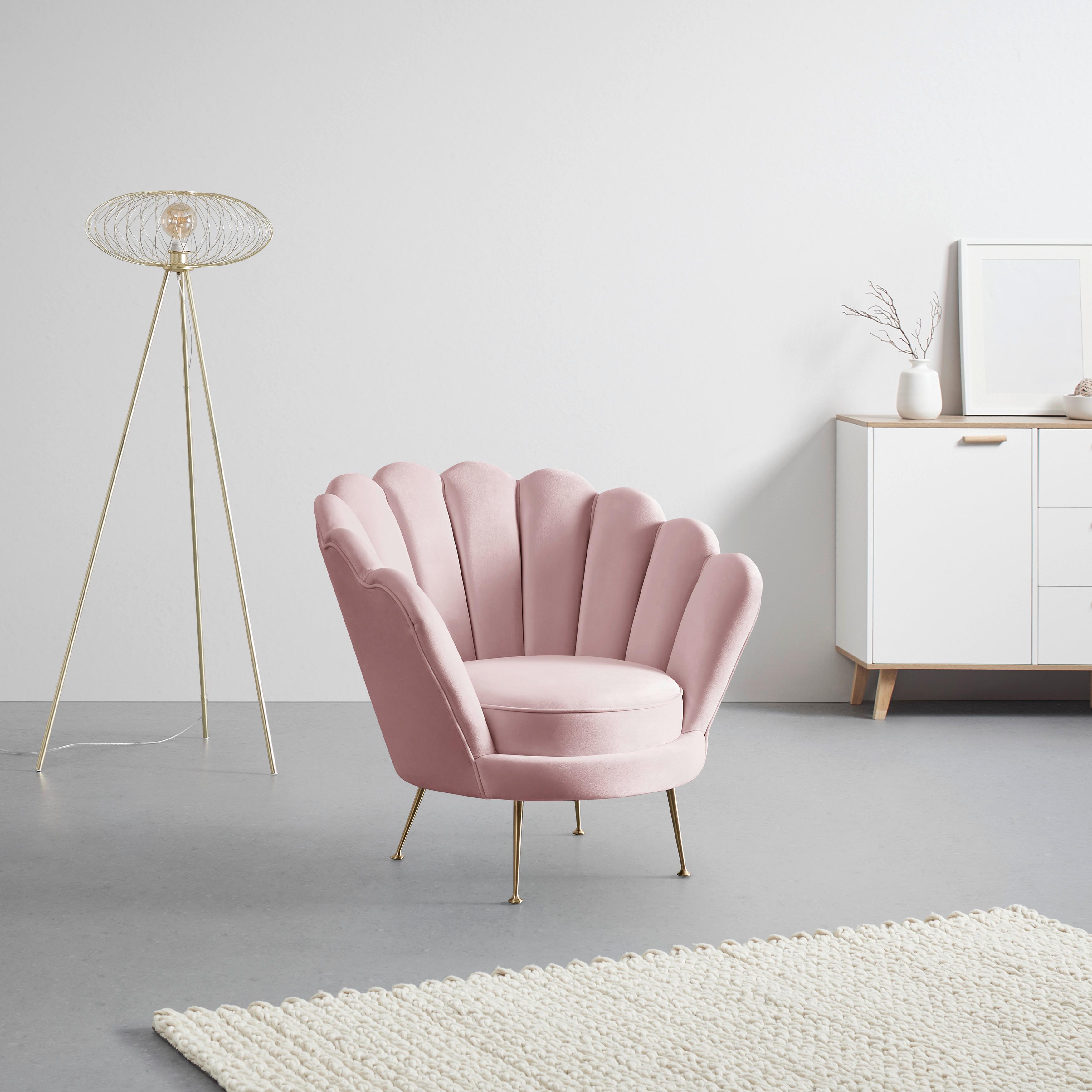 Kreslo Jellina Ružová - zlatá/ružová, Moderný, kov/drevo (88/80/83cm) - Bessagi Home