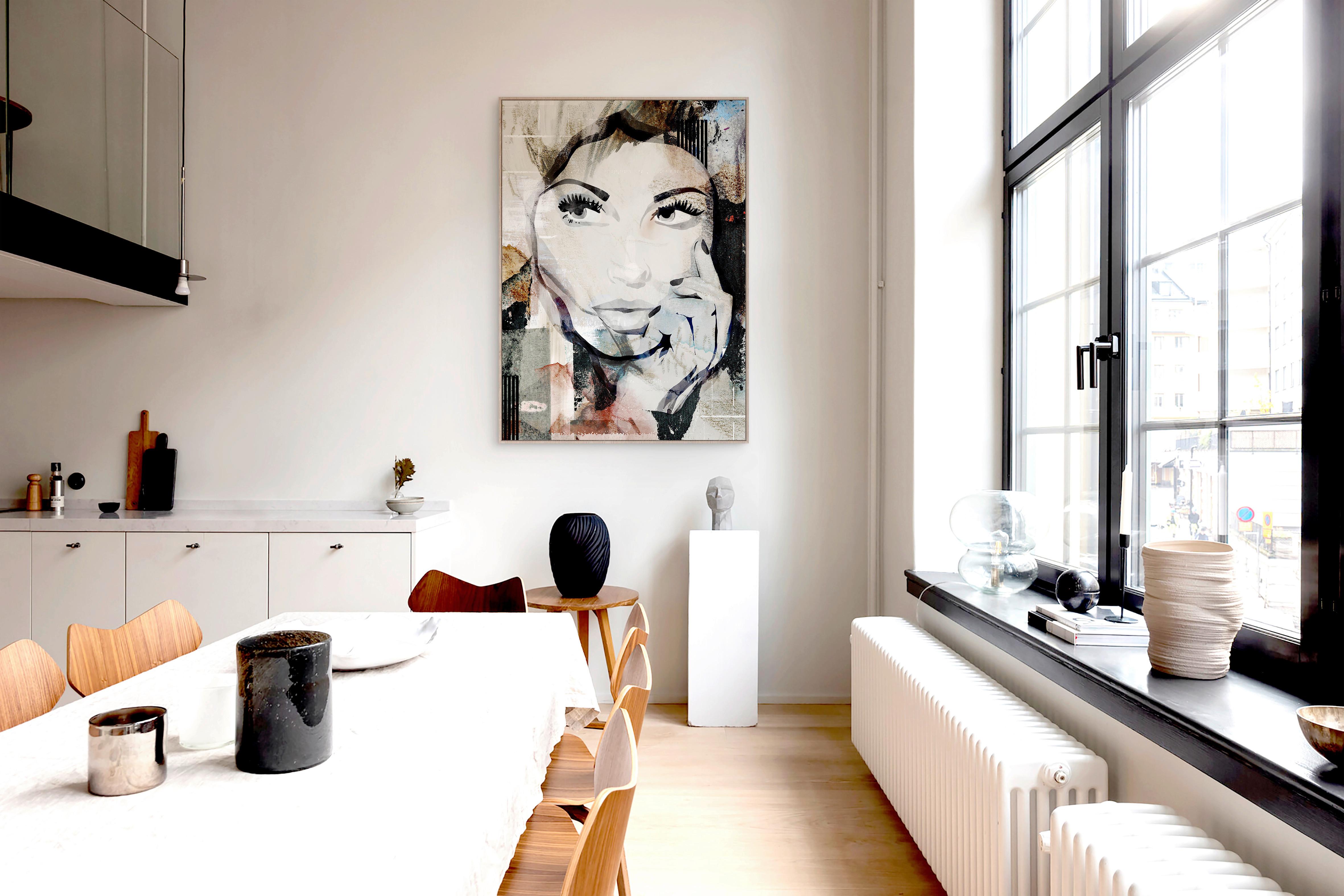Obraz na plátně Denise, 100/140cm - šedá/černá, kompozitní dřevo/textil (100/140cm) - Premium Living
