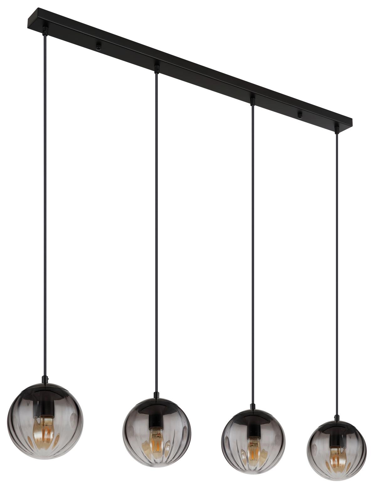 Hängeleuchte 15216-4 - Klar/Schwarz, Design, Glas/Kunststoff (104,5/17/120cm) - Globo