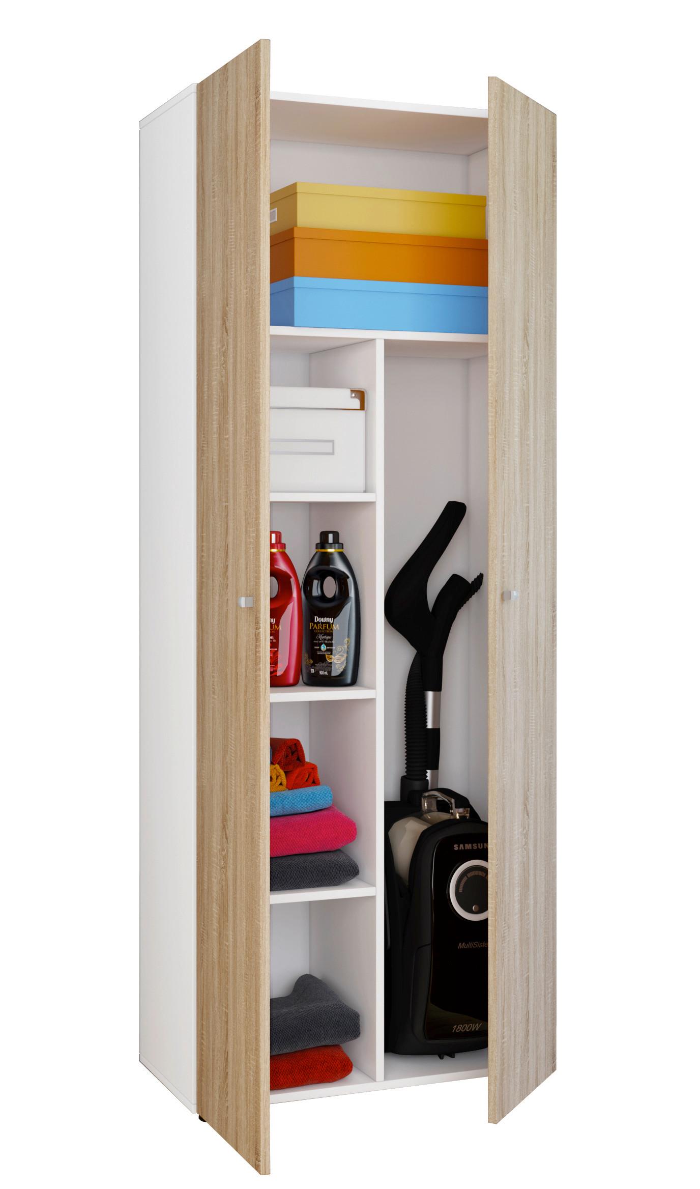 Mehrzweckschrank Vandol Weiß/Sonoma Eiche Dekor B:70cm - Weiß/Sonoma Eiche, Design, Holzwerkstoff (70/178/39cm) - MID.YOU