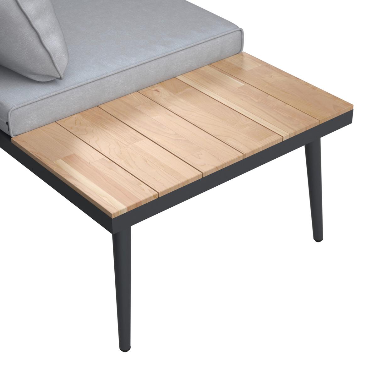 Záhradná sedacia súprava LORENA - čierna/farba akácie, Modern, kov/drevo (241/67/69cm) - Bessagi Garden