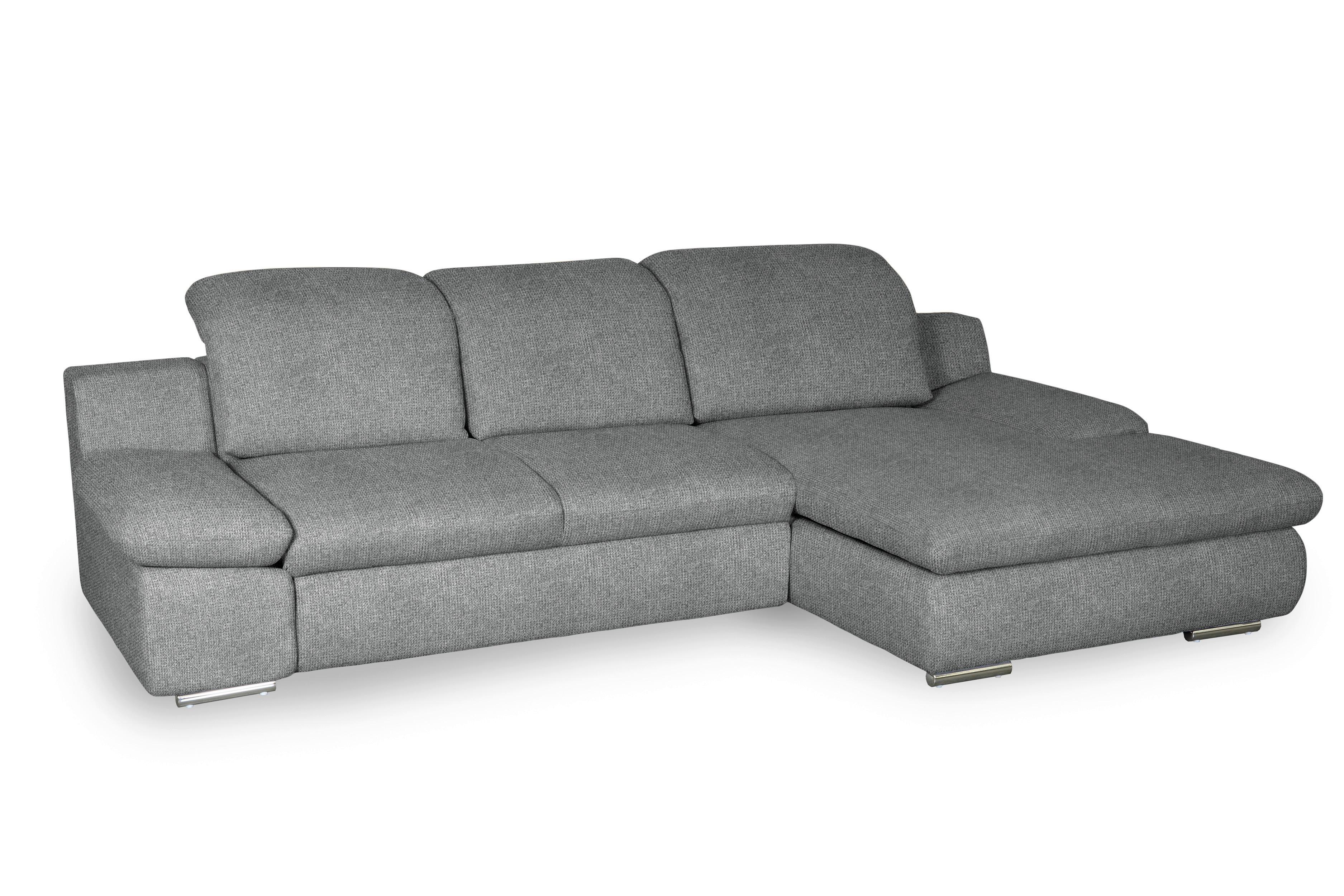 Ecksofa Isona Dunkelgrau Chenille - Chromfarben/Dunkelgrau, Design, Textil (286/165cm) - Livetastic
