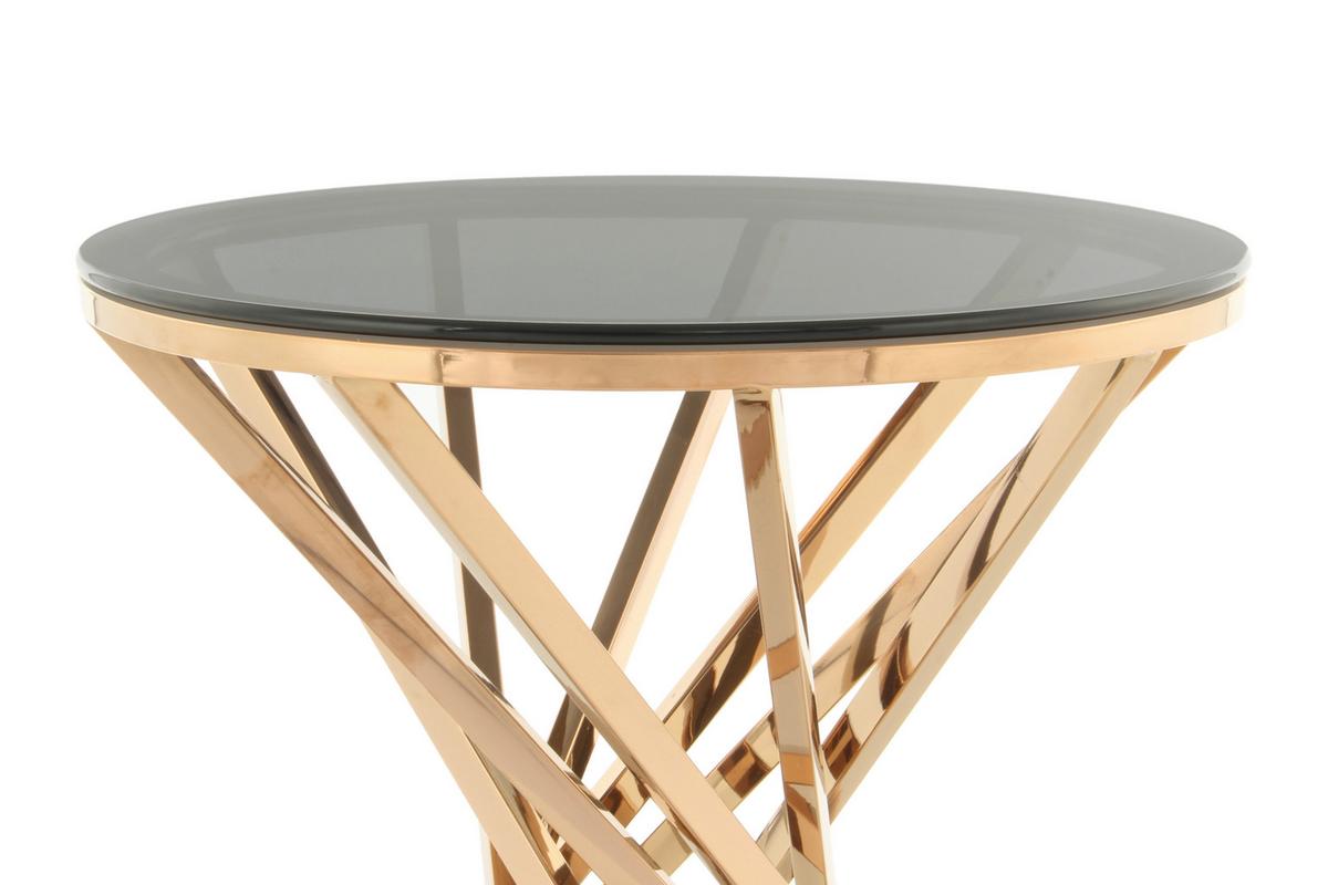 Beistelltisch Wesley 125 Grau/rosegold B: 40 Cm - Roségold/Grau, Design, Glas/Metall (40/40/42cm) - Kayoom