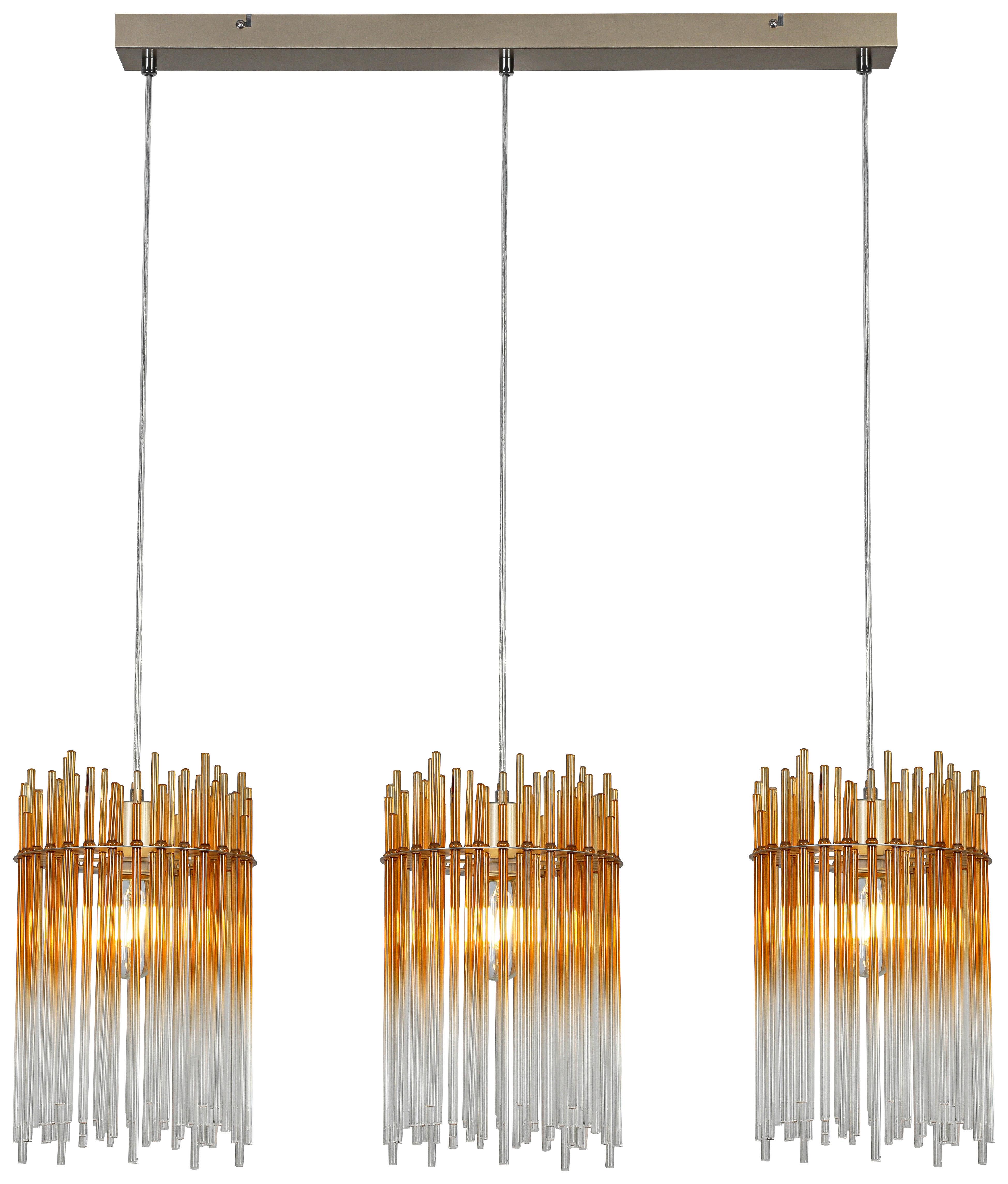 ZÁVĚSNÉ SVÍTIDLO STAB - jantarové barvy/průhledné, Moderní, kov/plast (81/20/150cm)