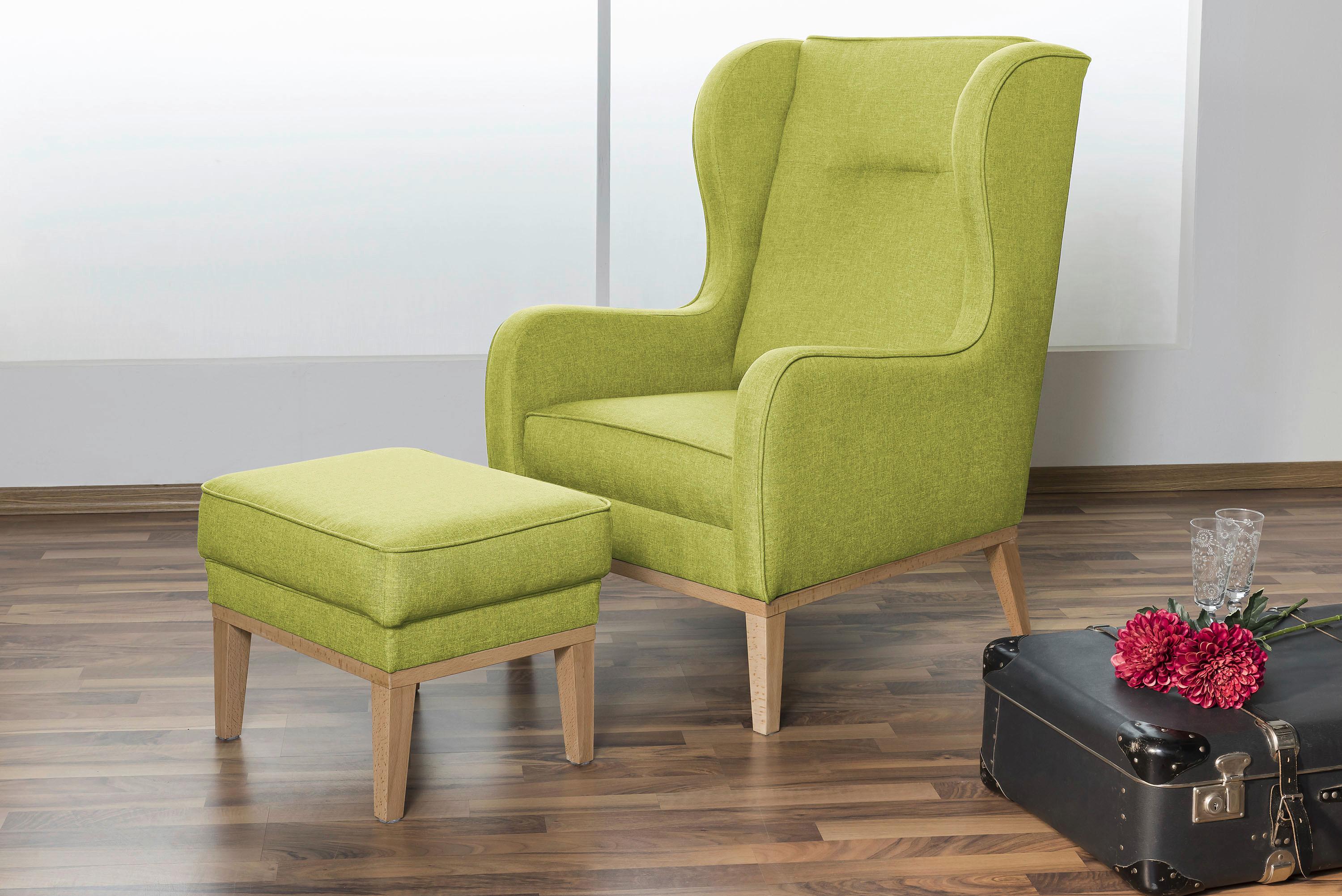 Hocker Angelo - Naturfarben/Hellgrün, KONVENTIONELL, Textil (50/41/41cm) - Max Winzer